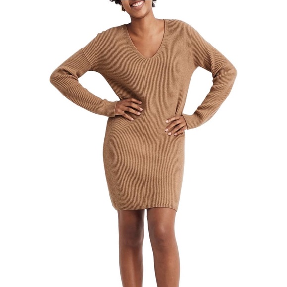 Madewell Dresses & Skirts - MADEWELL • V-Neck Long Sleeve Sweater Dress NWT